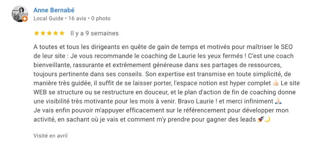 avis cliente coaching seo anne bernabe decoratrice interieur